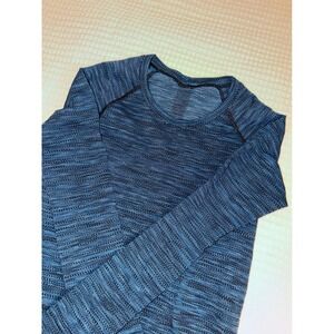 Lululemon Swiftly Tech Long Sleeve Women 6 Blue Space Dye Running Top